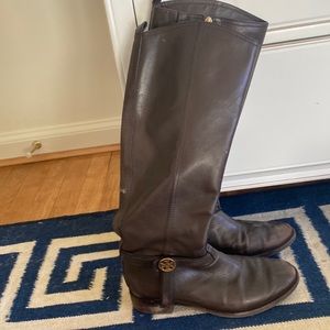 Tory Burch brown leather riding boots
